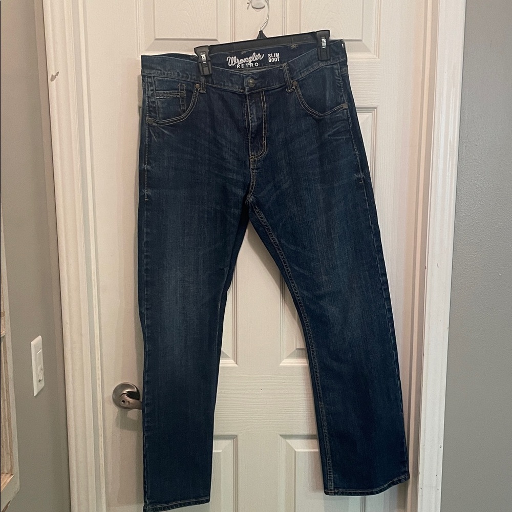 Wrangler retro slim boot 35x32 Men's Dark Blue Relaxed Jeans